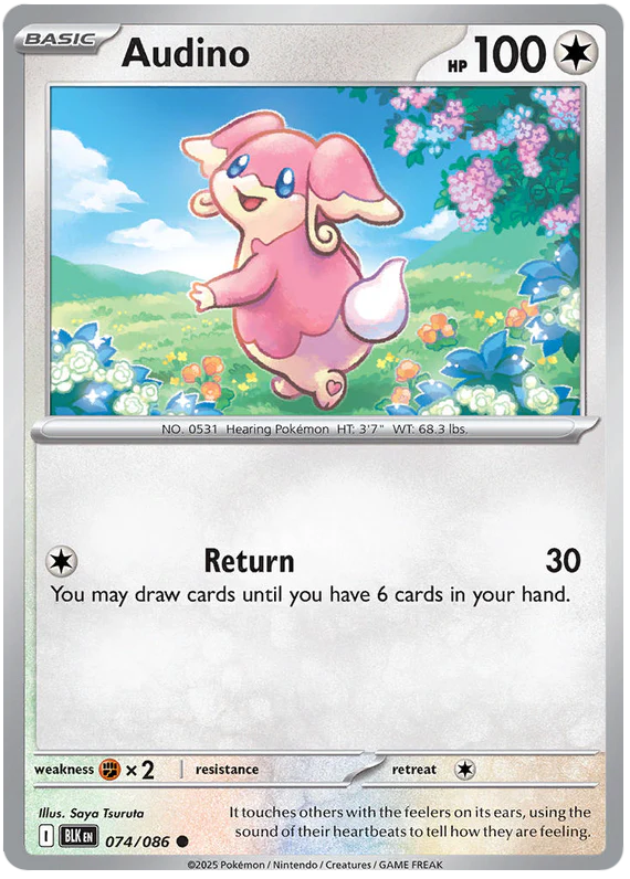 Audino 074/086 Common Pokemon Card (Scarlet & Violet Black Bolt)