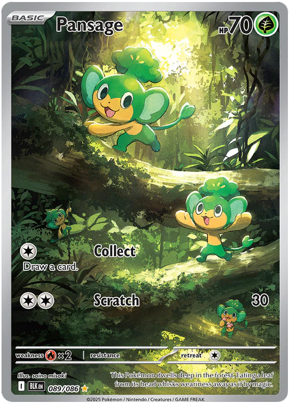 Pansage 089/086 Illustration Rare Pokemon Card (Scarlet & Violet Black Bolt)