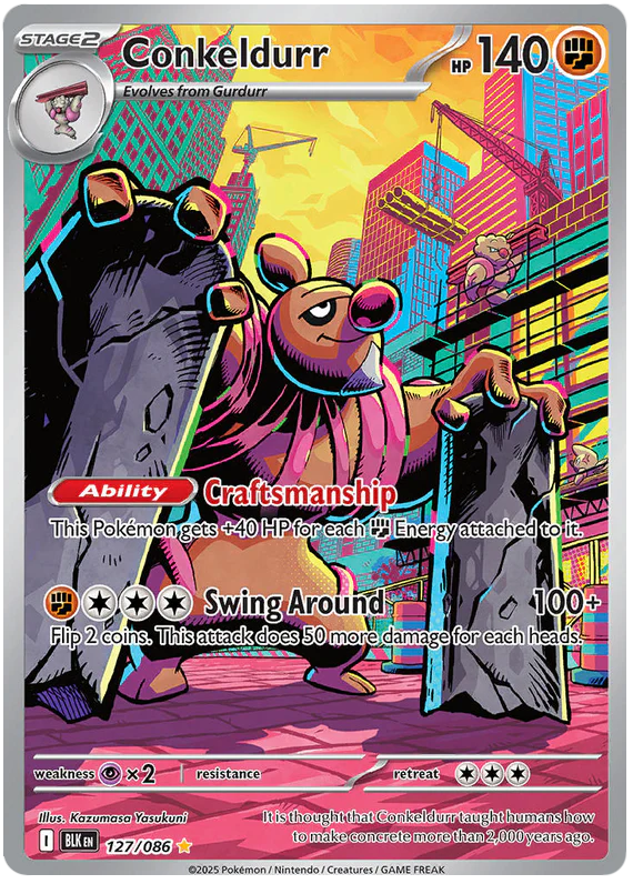 Conkeldurr 127/086 Illustration Rare Pokemon Card (Scarlet & Violet Black Bolt)