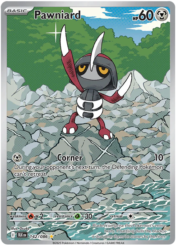 Pawniard 142/086 Illustration Rare Pokemon Card (Scarlet & Violet Black Bolt)