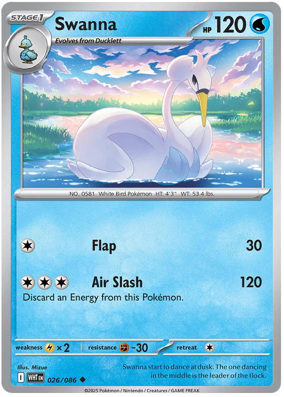 Swanna 026/086 Uncommon Pokemon Card (Scarlet & Violet White Flare)