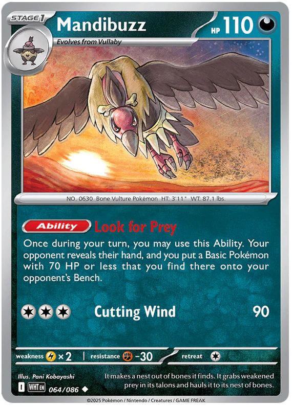 Mandibuzz 064/086 Uncommon Pokemon Card (Scarlet & Violet White Flare)