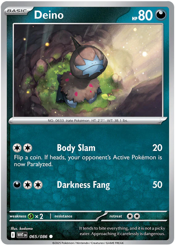 Deino 065/086 Common Pokemon Card (Scarlet & Violet White Flare)