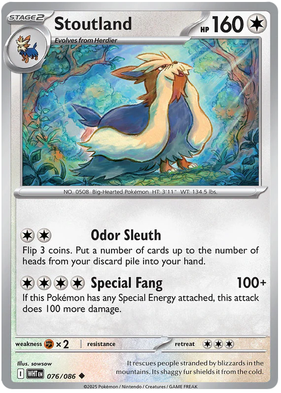 Stoutland 076/086 Uncommon Pokemon Card (Scarlet & Violet White Flare)