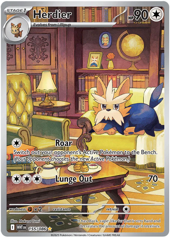 Herdier 155/086 Illustration Rare Pokemon Card (Scarlet & Violet White Flare)