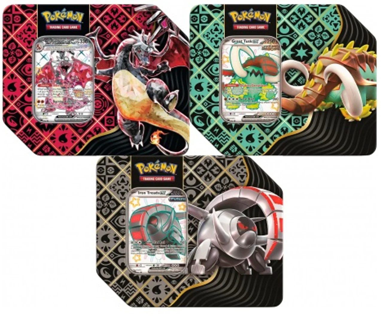Pokemon Paldean Fates Large Tins Set of 3 (Charizard, Great Tusk, Iron Treads)