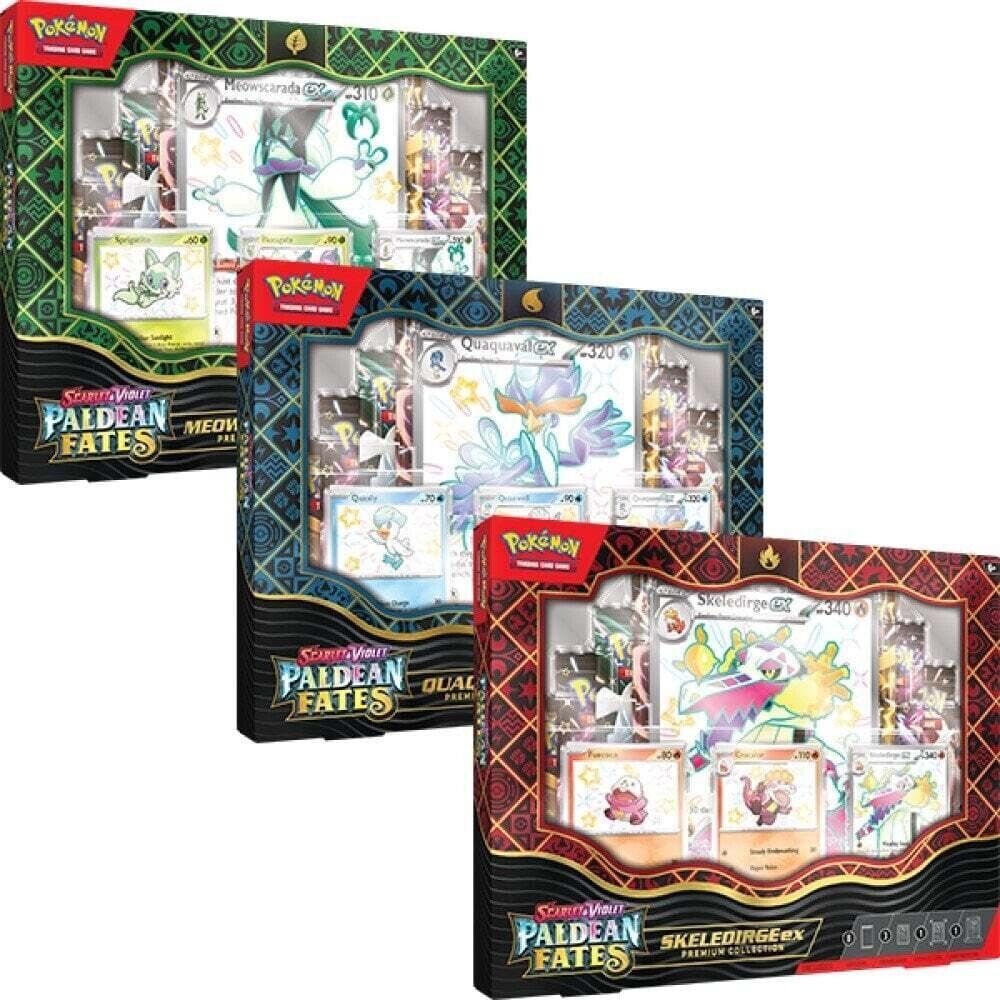 Pokemon Paldean Fates Premium Collection: Skeledirge, Quaquaval & Meowscarada (Bundle of 3)