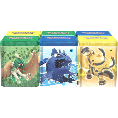 Pokemon TCG Stacking Tins Bundle of 3: Grass Type, Water Type and Lightning Type