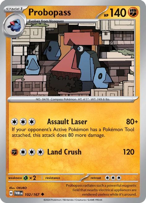 Probopass 102/167 Uncommon Reverse Holo Pokemon Card (SV Twilight Masquerade)
