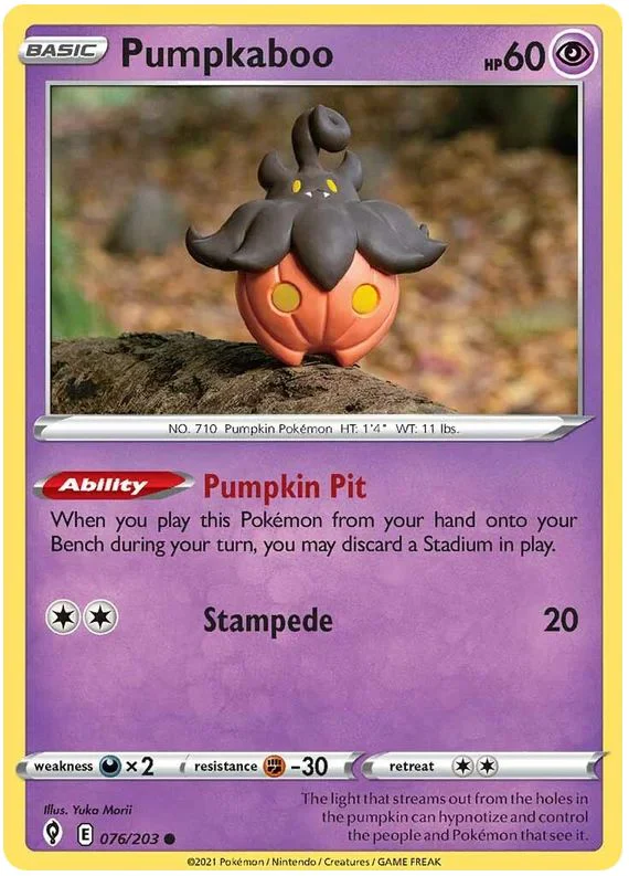 Pumpkaboo 076/203 Common Pokemon Card (SWSH Evolving Skies)