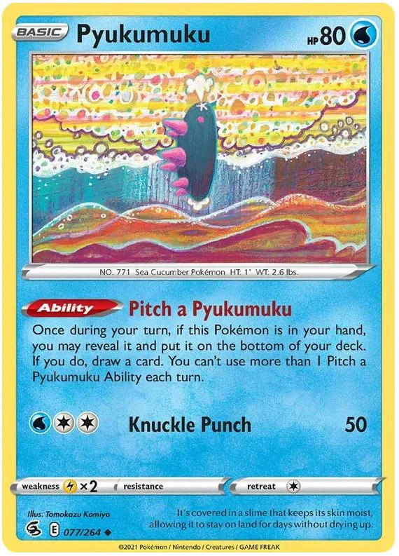 Pyukumuku 077/264 Common Reverse Holo Pokemon Card (SWSH Fusion Strike)
