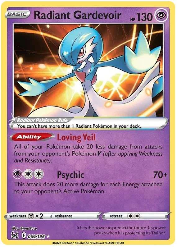 Radiant Gardevoir 069/196 Rare Radiant Pokemon Card (Sword & Shield Lost Origin)