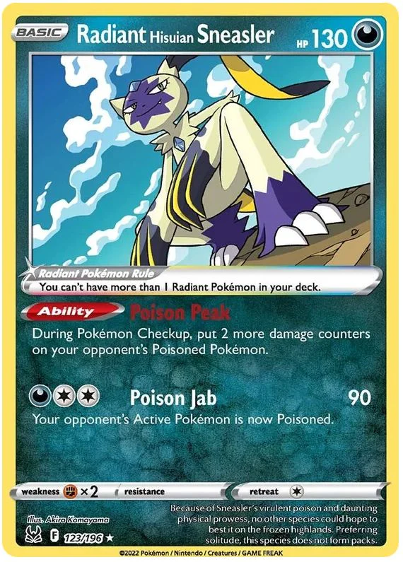 Radiant Hisuian Sneasler 123/196 Rare Radiant Pokemon Card (Sword & Shield Lost Origin)