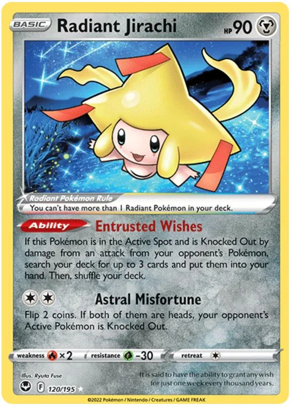 Radiant Jirachi 120/195 Rare Radiant Pokemon Card (SWSH Silver Tempest)