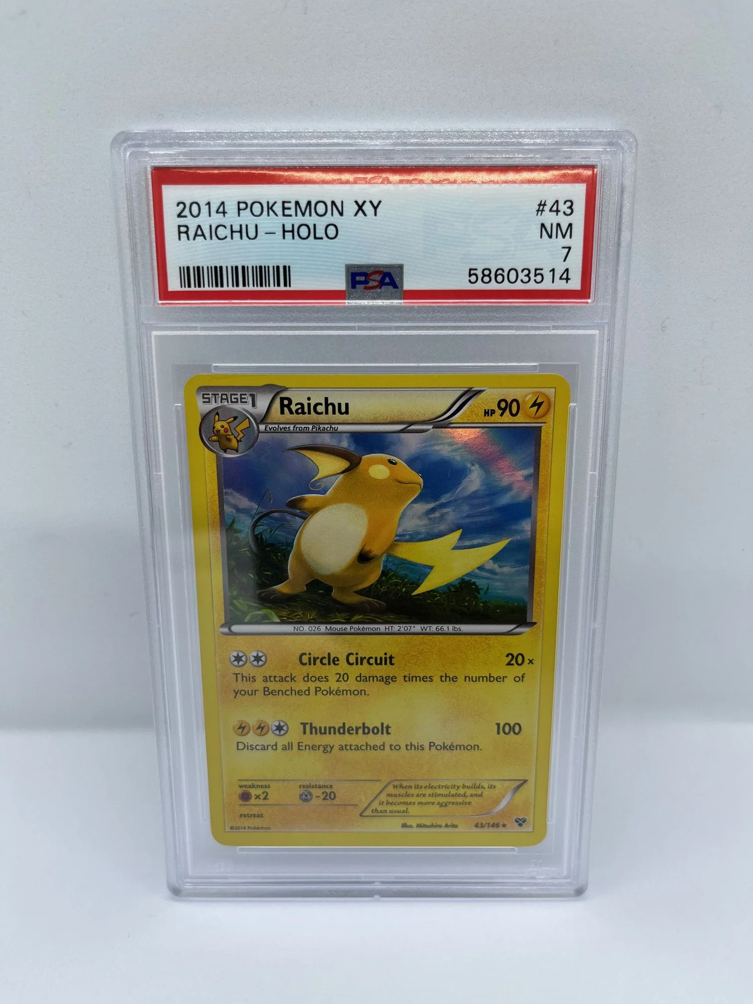 Raichu 43/146 PSA 7 Graded Rare Pokemon Card (2016 Pokemon XY)