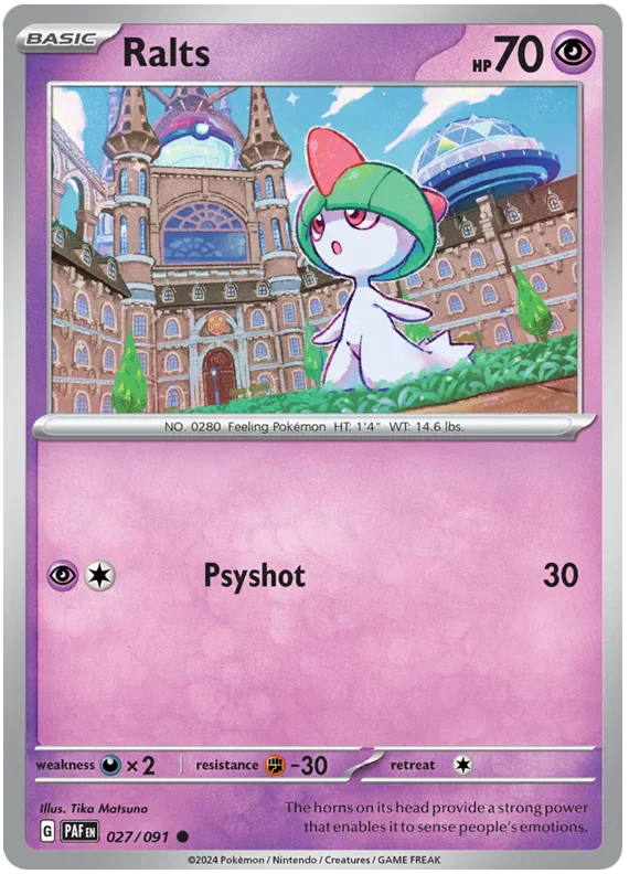 Ralts 027/091 Common Pokemon Card (SV 4.5 Paldean Fates)