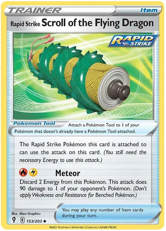 Rapid Strike Scroll of the Flying Dragon 153/203 Uncommon Reverse Holo Pokemon Card (SWSH Evolving Skies)
