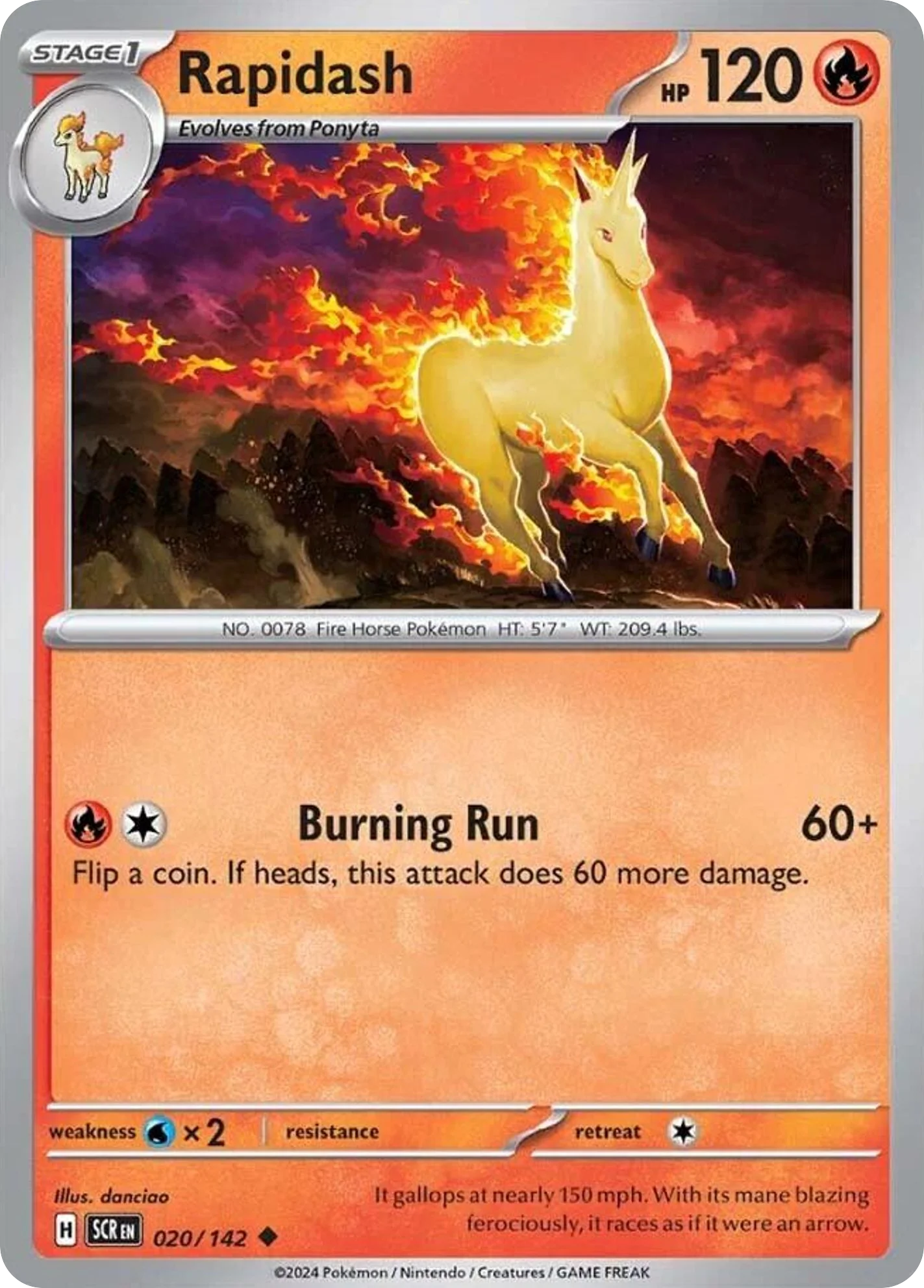Rapidash 020/142 Uncommon Pokemon Card (SV Stellar Crown)