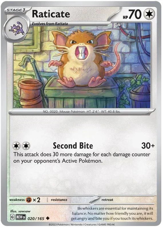 Raticate 020/165 Uncommon Pokemon Card (Pokemon SV 151)