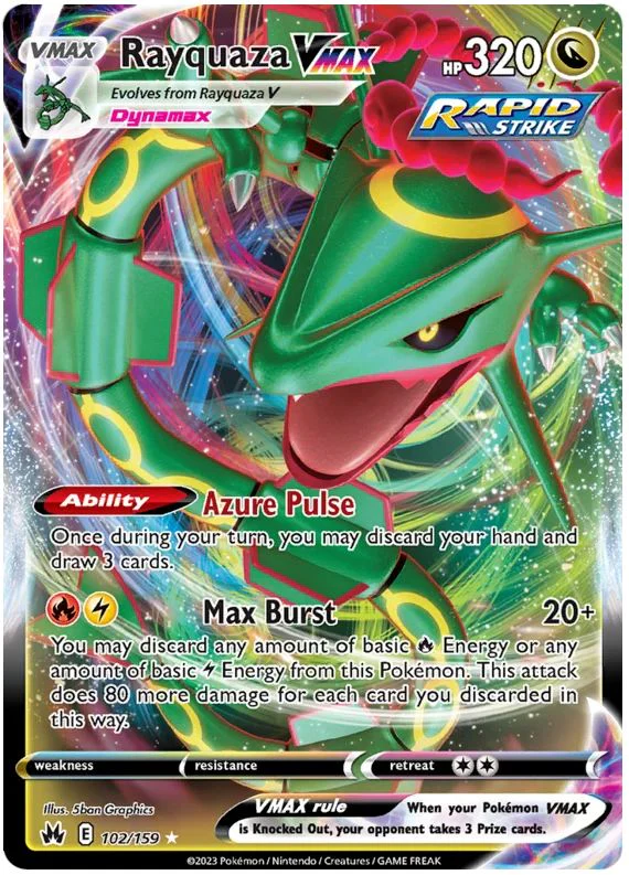 Rayquaza VMAX 102/159 Rare VMAX Pokemon Card (SWSH Crown Zenith)