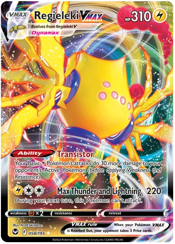 Regieleki VMAX 058/195 Rare VMAX Pokemon Card (SWSH Silver Tempest)