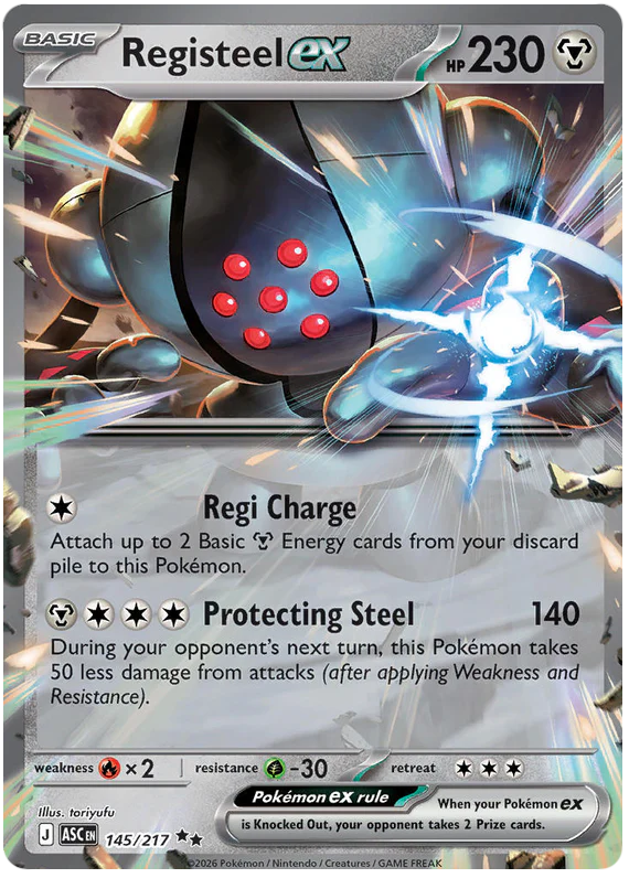 Registeel ex 145/217 Double Rare Pokemon Card (Mega Evolution Ascended Heroes)
