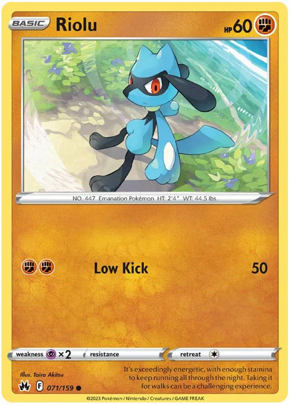 Riolu 071/159 Common Reverse Holo Pokemon Card (SWSH Crown Zenith)