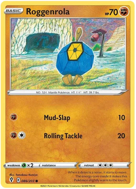 Roggenrola 086/203 Common Reverse Holo Pokemon Card (SWSH Evolving Skies)