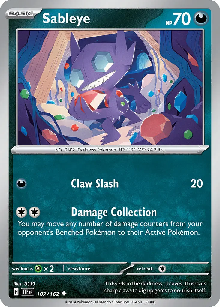Sableye 107/162 Uncommon Pokemon Card (SV Temporal Forces)