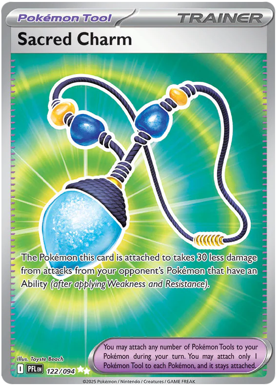 Sacred Charm 122/094 Ultra Rare Pokemon Card (Mega Evolution Phantasmal Flames)