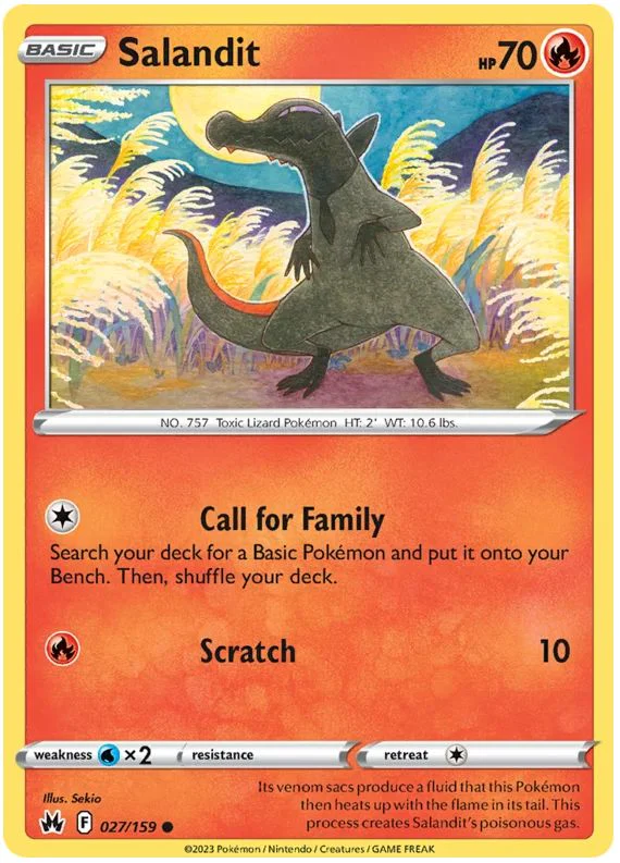 Salandit 027/159 Common Reverse Holo Pokemon Card (SWSH Crown Zenith)