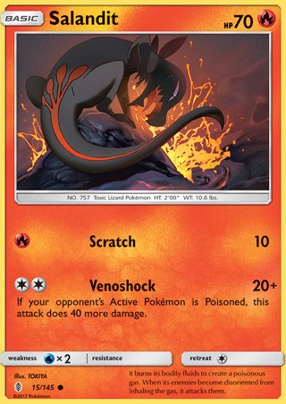 Salandit 15/145 Common Pokemon Card (SM Guardians Rising)