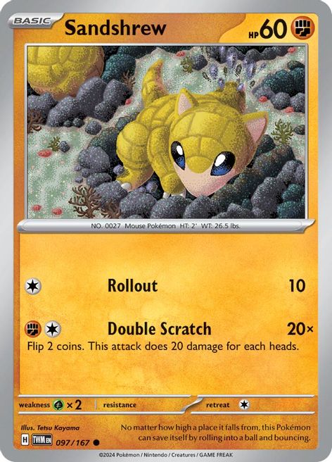 Sandshrew 097/167 Common Pokemon Card (SV Twilight Masquerade)