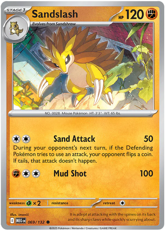 Sandslash 069/132 Common Pokemon Card (Mega Evolution Base Set ME01)