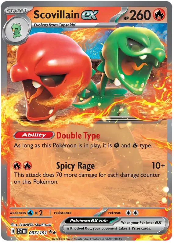 Scovillain ex 037/191 Double Rare Pokemon Card (Scarlet & Violet Surging Sparks)