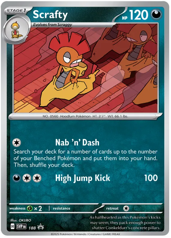 Scrafty SVP188 Pokemon Promo Card (SV Promo Series)