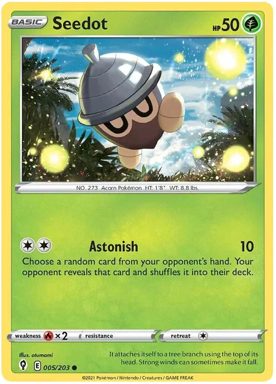Seedot 005/203 Common Reverse Holo Pokemon Card (SWSH Evolving Skies)