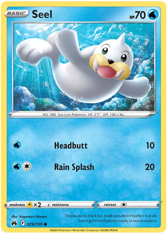 Seel 029/159 Common Reverse Holo Pokemon Card (SWSH Crown Zenith)
