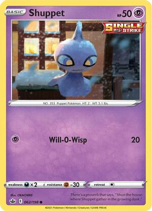 Shuppet 062/198 Common Pokemon Card (SWSH Chilling Reign)