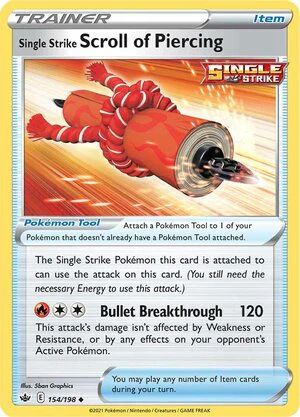 Single Strike Scroll of Piercing 154/198 Uncommon Pokemon Card (SWSH Chilling Reign)