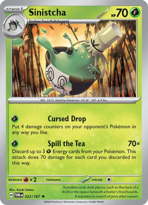 Sinistcha 022/167 Rare Reverse Holo Pokemon Card (SV Twilight Masquerade)