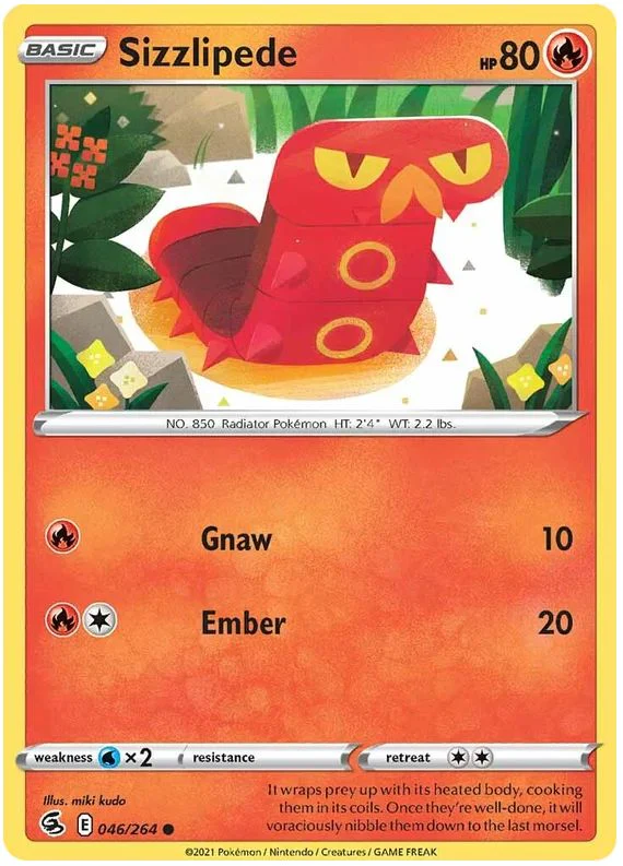 Sizzlipede 046/264 Common Reverse Holo Pokemon Card (SWSH Fusion Strike)