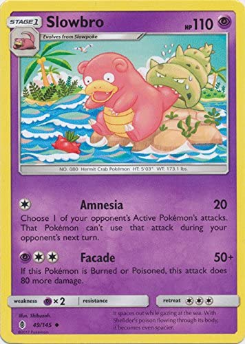 Slowbro 49/145 Uncommon Reverse Holo Pokemon Card (SM Guardians Rising)