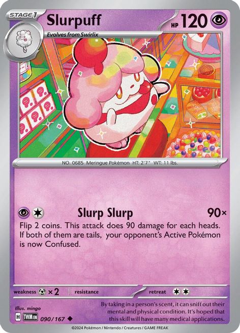 Slurpuff 090/167 Uncommon Reverse Holo Pokemon Card (SV Twilight Masquerade)