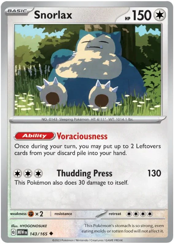 Snorlax 143/165 Uncommon Pokemon Card (Pokemon SV 151)