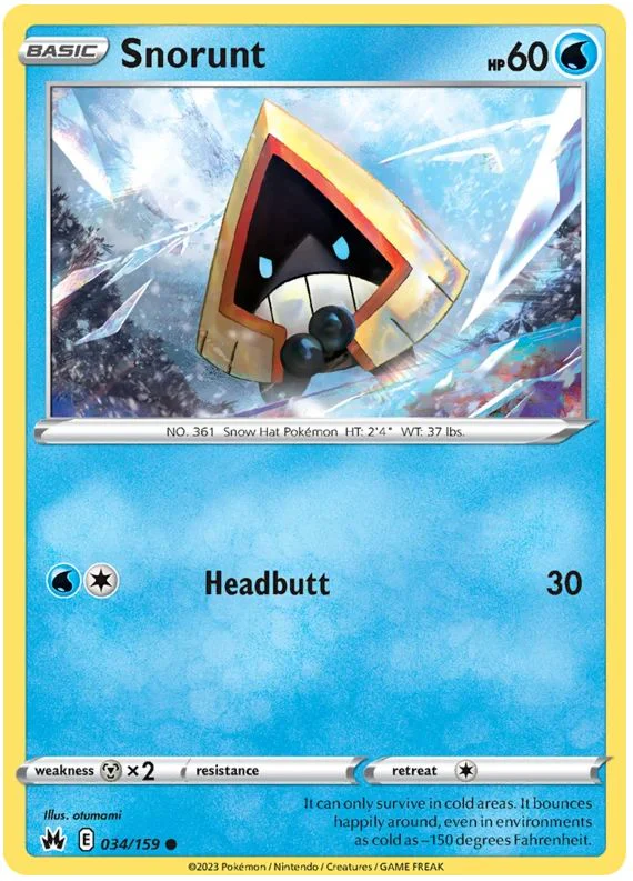 Snorunt 034/159 Common Reverse Holo Pokemon Card (SWSH Crown Zenith)