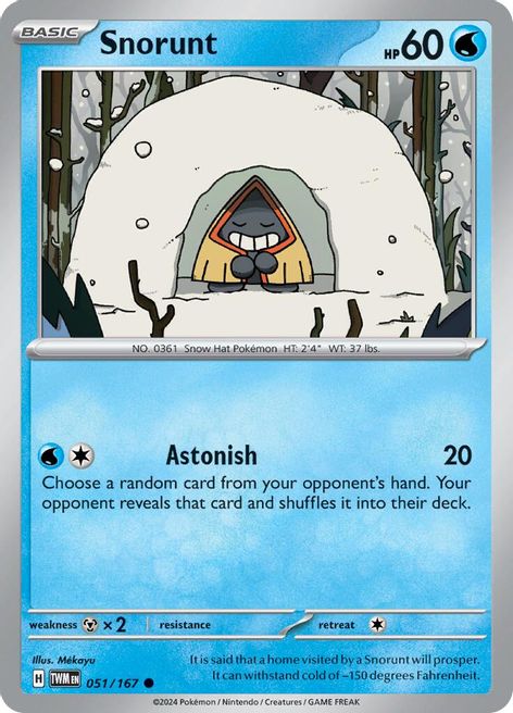 Snorunt 051/167 Common Reverse Holo Pokemon Card (SV Twilight Masquerade)