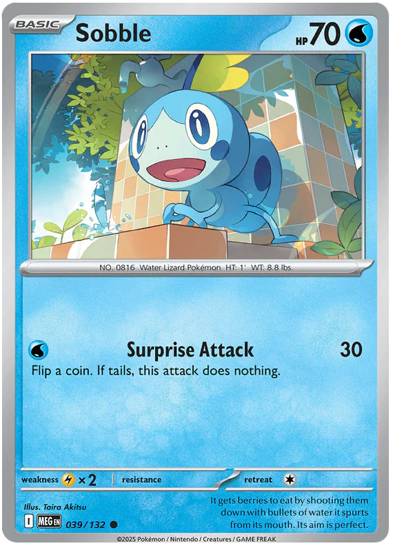 Sobble 039/132 Common Pokemon Card (Mega Evolution Base Set ME01)