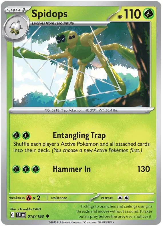 Spidops 018/193 Uncommon Reverse Holo Pokemon Card (SV2 Paldea Evolved)