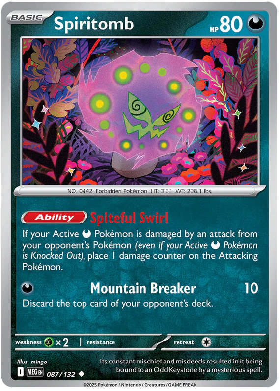 Spiritomb 087/132 Uncommon Pokemon Card (Mega Evolution Base Set ME01)